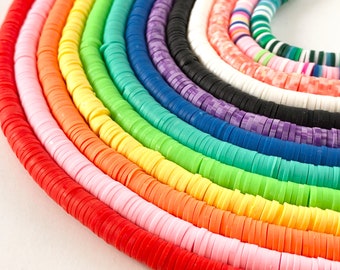 6mm Vinyl Heishi/ Polymer Clay Heishi Disc Beads 15&quot;-16&quot;  53 Colors Available!!