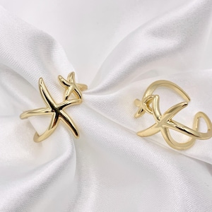 Cute Starfish Minimalist Ring Sealife Adjustable Ring in 18K Gold Plated Copper