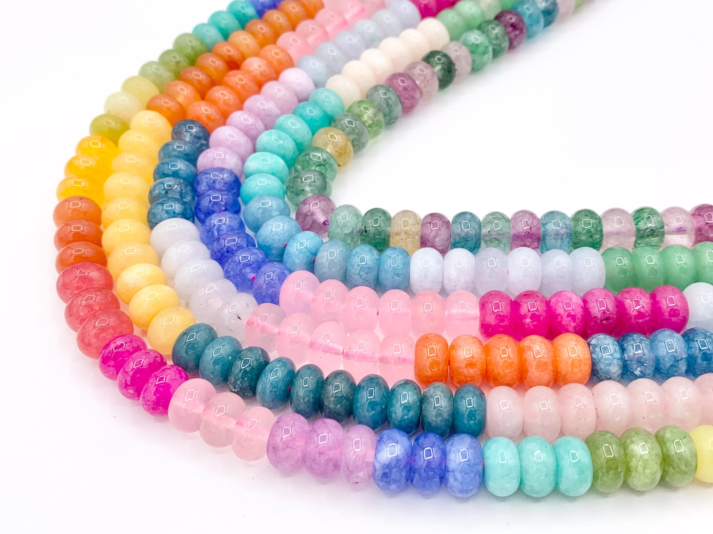 5x8mm Beautiful Mixed Color Jade Smooth Rondelle Beads 1 Strand ...