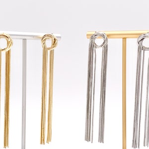 Glamorous but Simple - Fringe Knotted Tassel Earrings in 18K Gold or Silver Plated over Copper