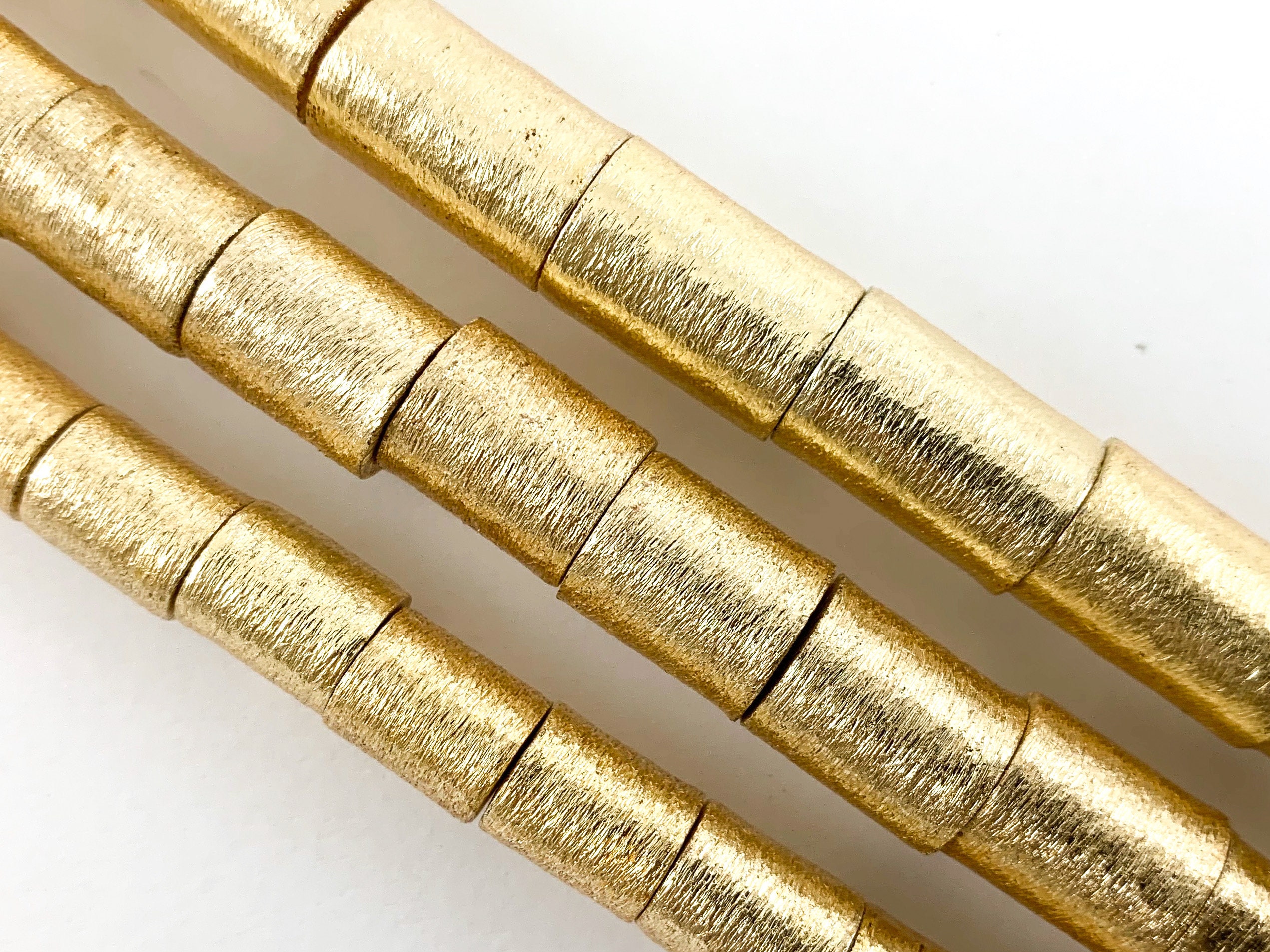 Brushed Gold Plated Copper Tube Beads