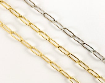 Real Gold Plated Paperclip Chain By The Yard in Gold, Matte Gold and Platinum Color