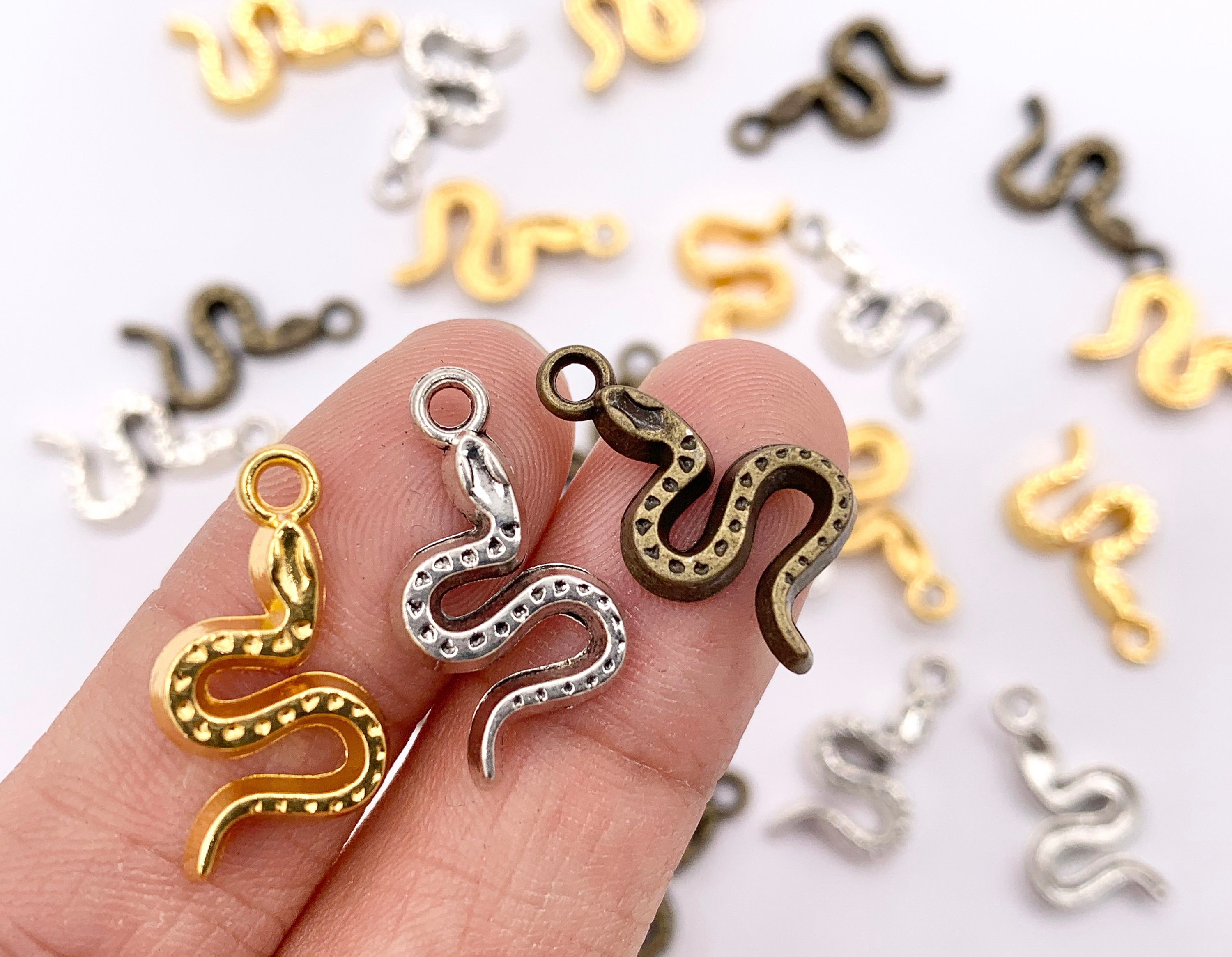 11x20mm Pewter Cute Tiny One Sided Snake Charm | Available in