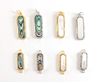 Rectangular Abalone/Mother Pearl Pendant Connector Charm