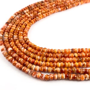 Natural Spiny Oyster 4mm Rondelle Beads - Natural Orange Color. Non Treated 15-16&quot;