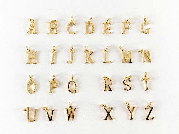 2 Pieces Initial Letter Charms Real 18K Gold Plated Over Copper