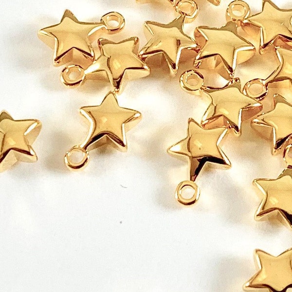 Real 18K Gold Plated Star Charm Over Brass