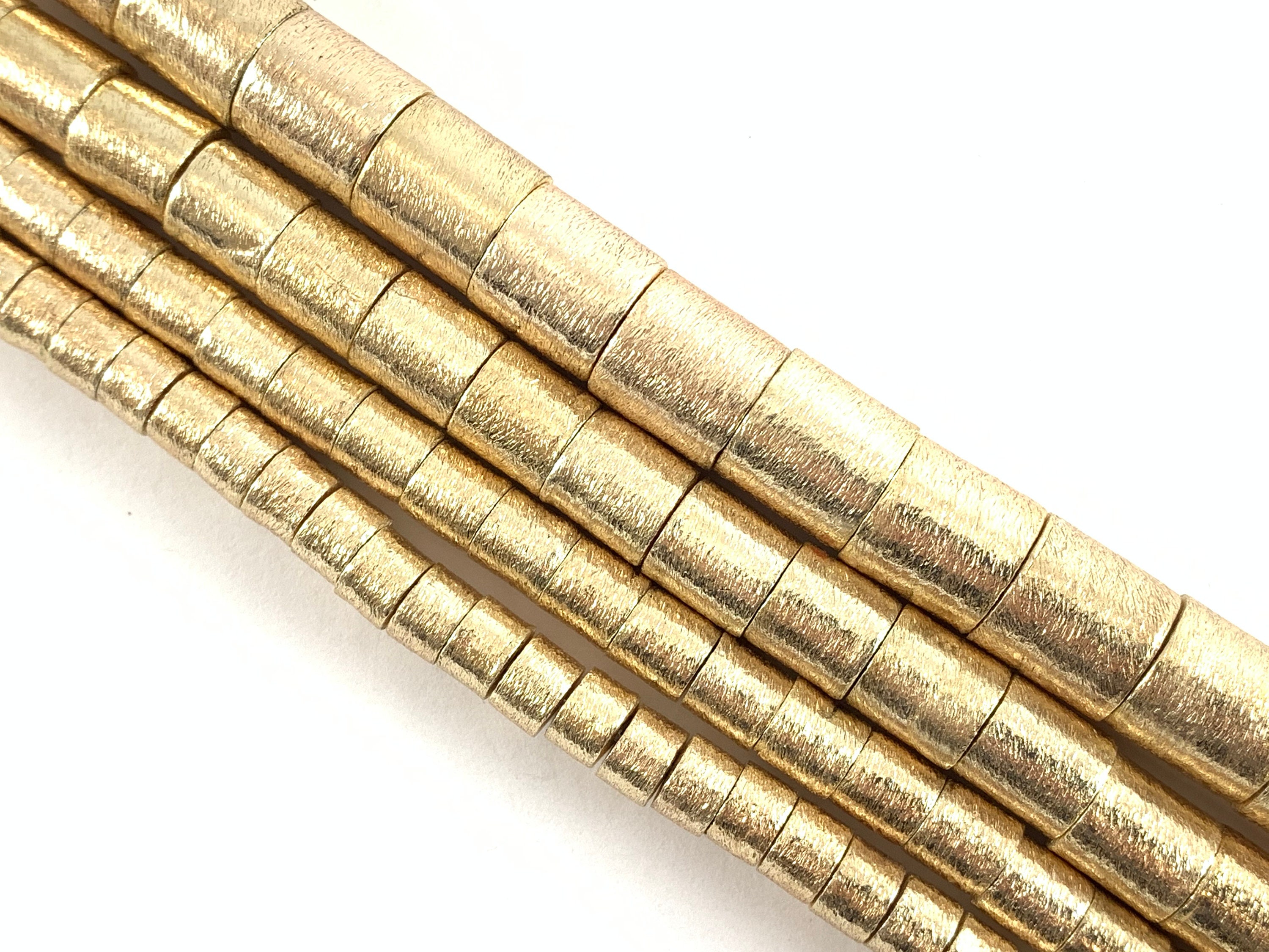 4mm 20pc Gold Barrel Beads / Cylinder Beads / Drum Spacer Beads, 4x4mm  Brushed Gold Beads for Jewelry Making 