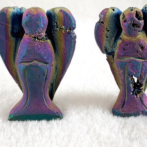 Natural Stone Druzy Agate Metallic Rainbow Geode Angel for Home Decor Collection 1pc