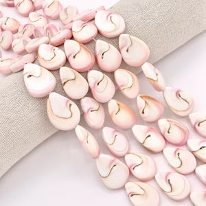 Natural Pink Queen Conch 1" Long Teardrop Beads for Jewelry Making Around 16" Strand