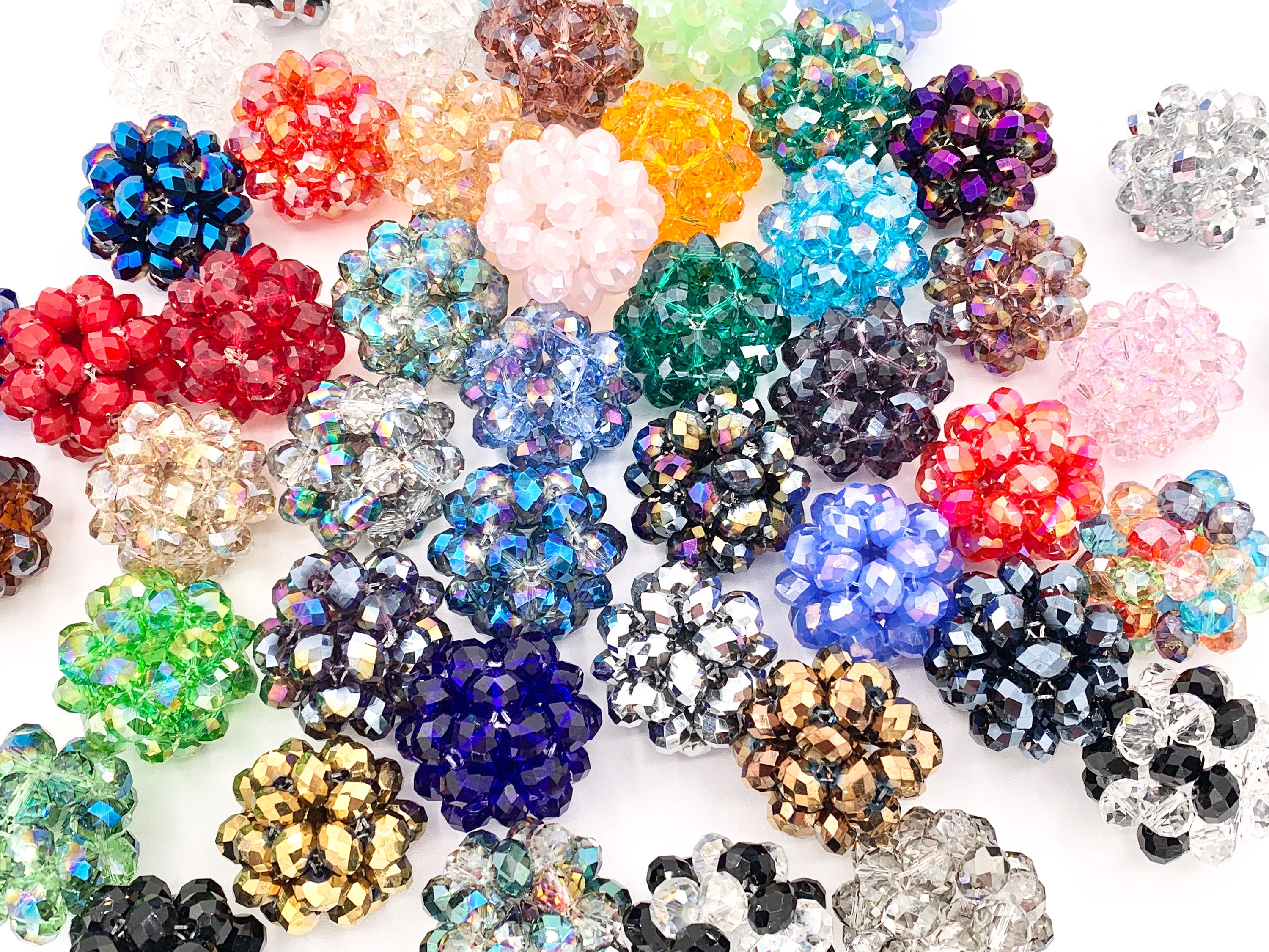 36mm/1.4 inches Crystal Hand Weaved Balls Shiny Sparkly Crystal Rondelle Tied Round Balls By Piece 45 Colors Available