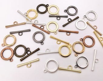 21mm Pewter Toggles Plain Circle Clasps in Rosy Gold, Gold, Matte Gold/Silver, Silver, Bronze, Copper And Gunmetal