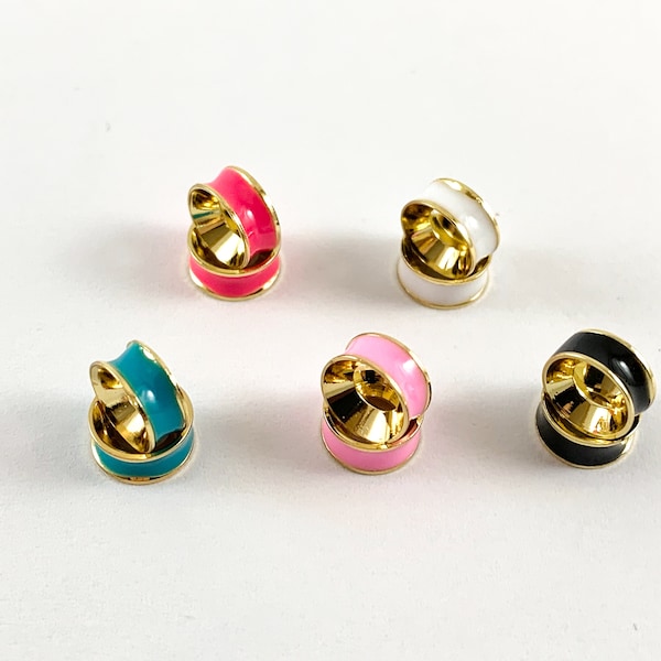 7mm Real 18K Gold Plated Enamel Rondelle Spacer Over Copper