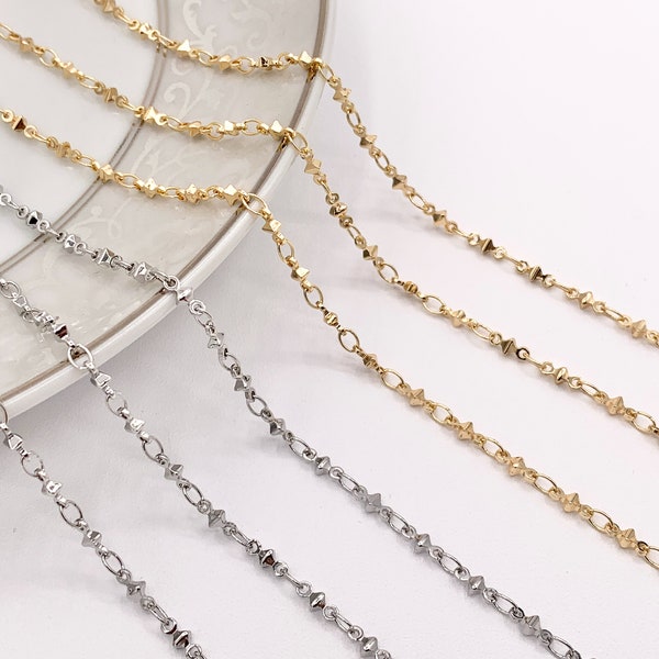 Minimalist Dainty Nugget 18K Gold/Platinum Plated Chain By The Foot/Yard for Necklace and Bracelet Making