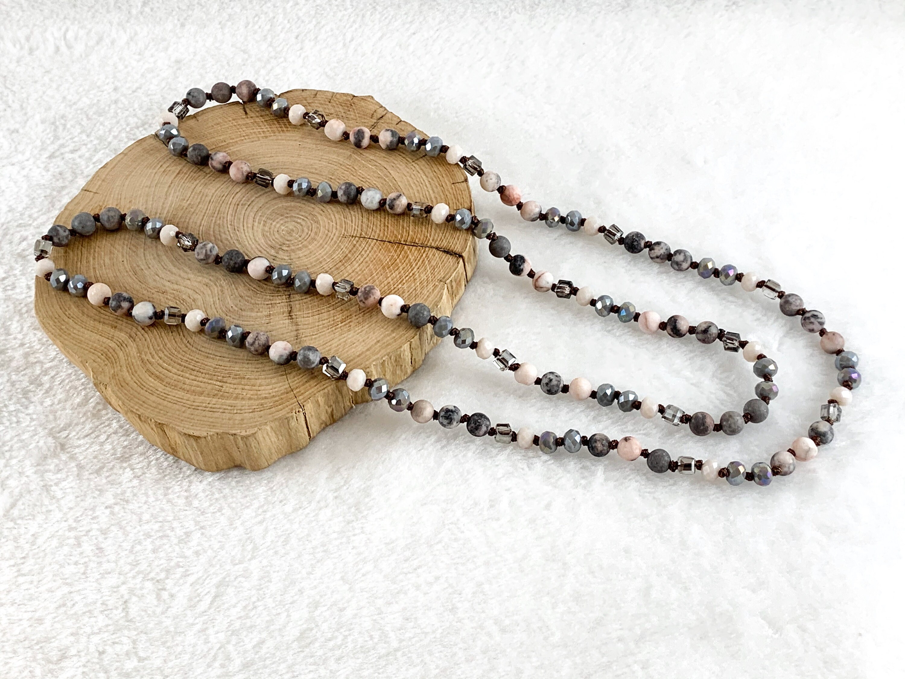 36 Pink Zebra Crystal Knotted Gemstone Finished Etsy