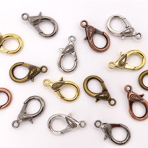 16x30mm Pewter Antique Large Lobster Claw Clasps Bulk Order in Gold, Silver, Copper, Brass and Gunmetal
