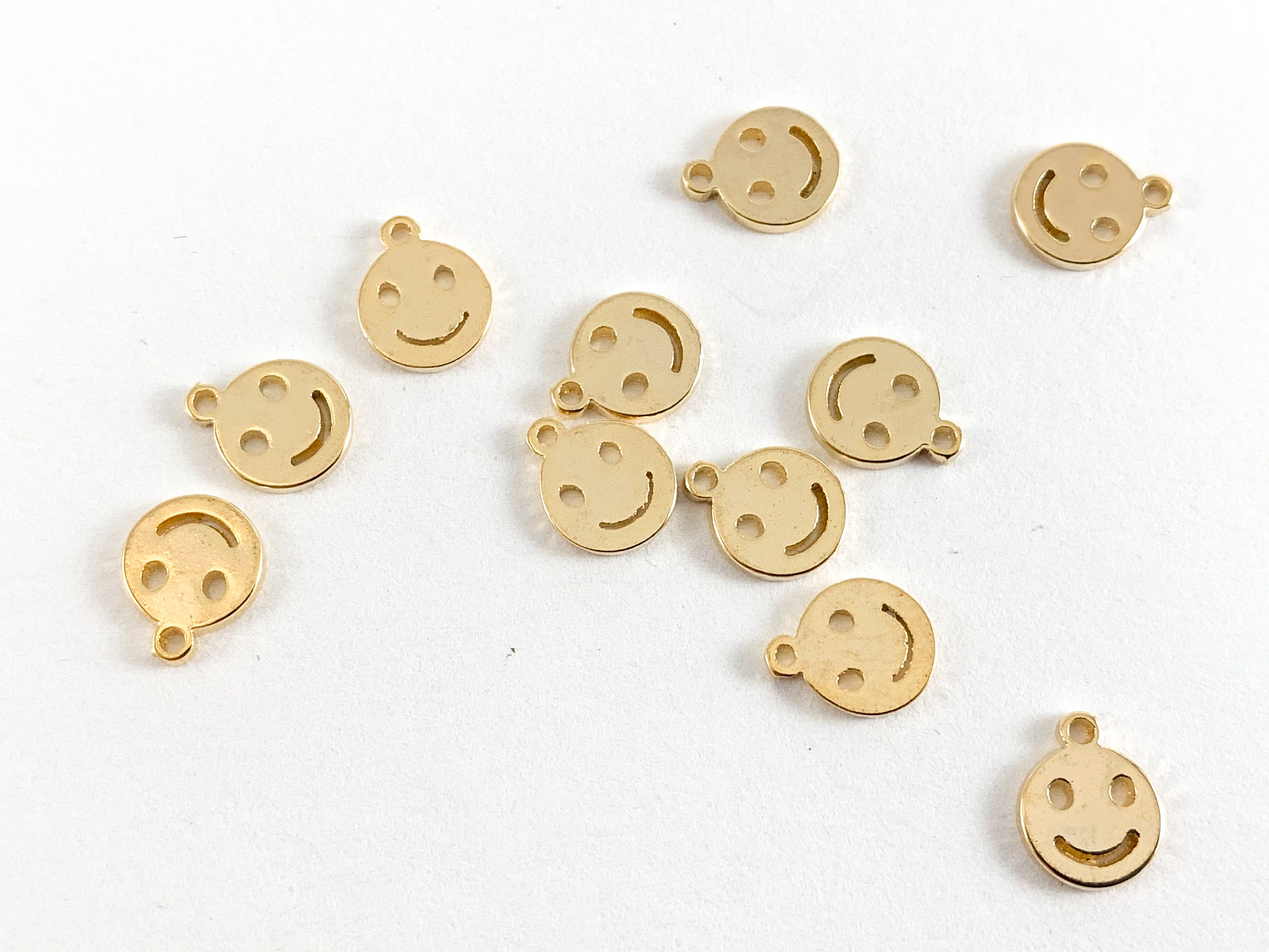 10mm CZ Gold Filled Beads, Smiley Beads, Happy Face Beads, Emoji Charm for  Bracelet Necklace Supply B-350