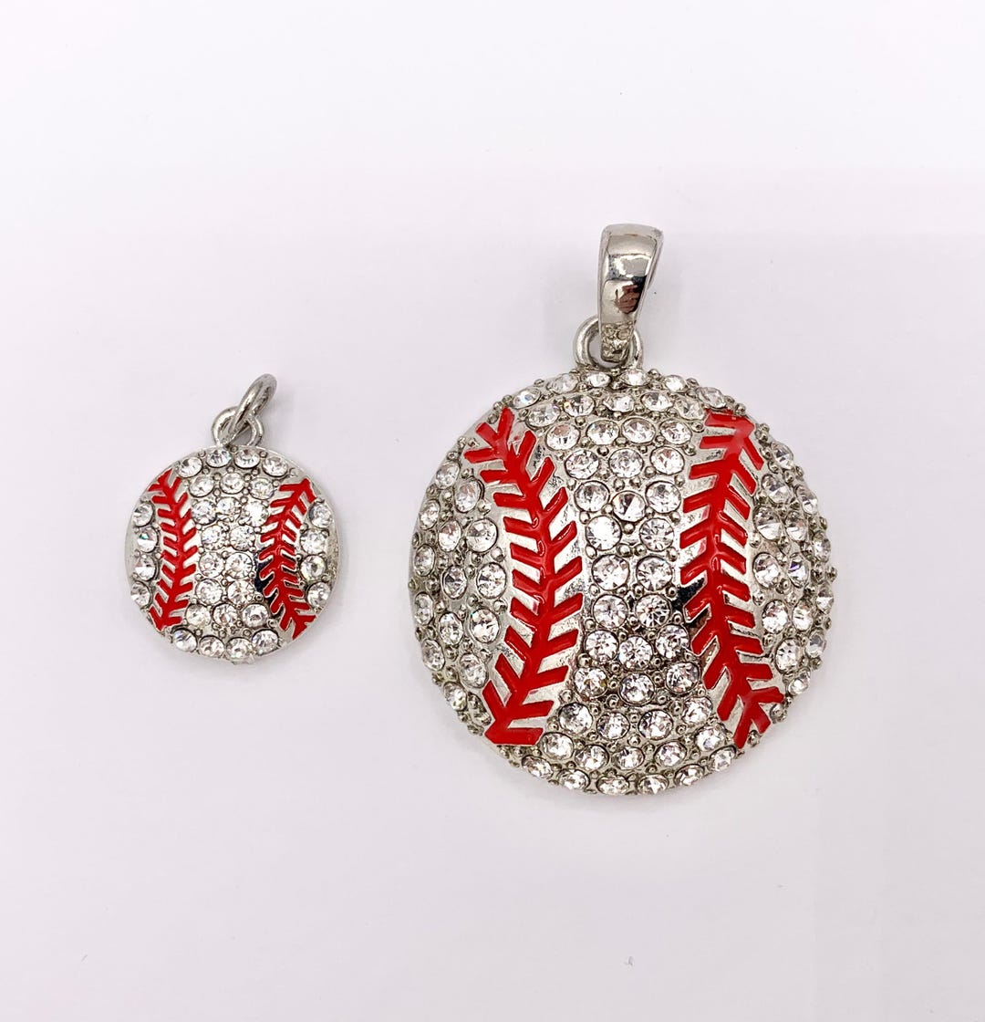 17mm & 35mm Rhinestone Baseball Charms/ Pendants Clear Rhinestone ...