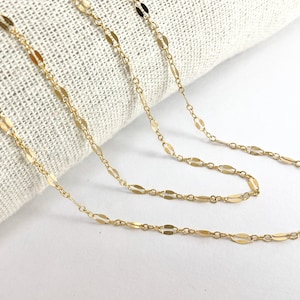 14K Gold Filled Sequin Necklace Minimalist Dainty Chain Non Tarnish Hypoallergenic Necklace