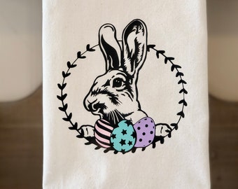 Easter Egg Bunny / Flower Sack Towel / Tea Towel / Easter Decor /  Kitchen Towel / Easter Towel