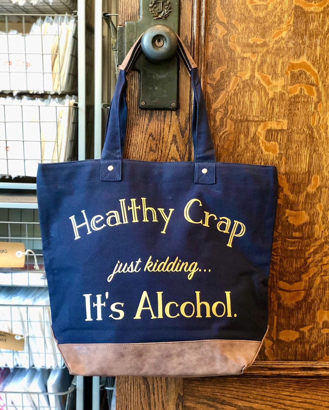 Snap Crap Healthy Crap Tote Bag – Funny Wine & Liquor Gift | Canvas Tote With ...