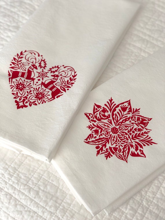 Scandi Christmas, Holiday Kitchen Towel, Holiday Tea Towel, Holiday Kitchen Decor, Flour Sack Towel, Scandinavian Holiday, Christmas Gift