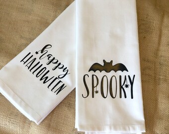 Happy Halloween, Spooky, Halloween Kitchen Towels, Tea Towel, Halloween Kitchen Decor, Flour Sack Towel, Kitchen Towel, Halloween Gift