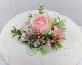 Floral Cake Topper, Artificial Flowers Arrangement, Baby Shower, Wedding, Light Pink Rose Floral Cake Decor, Flower Party Decor