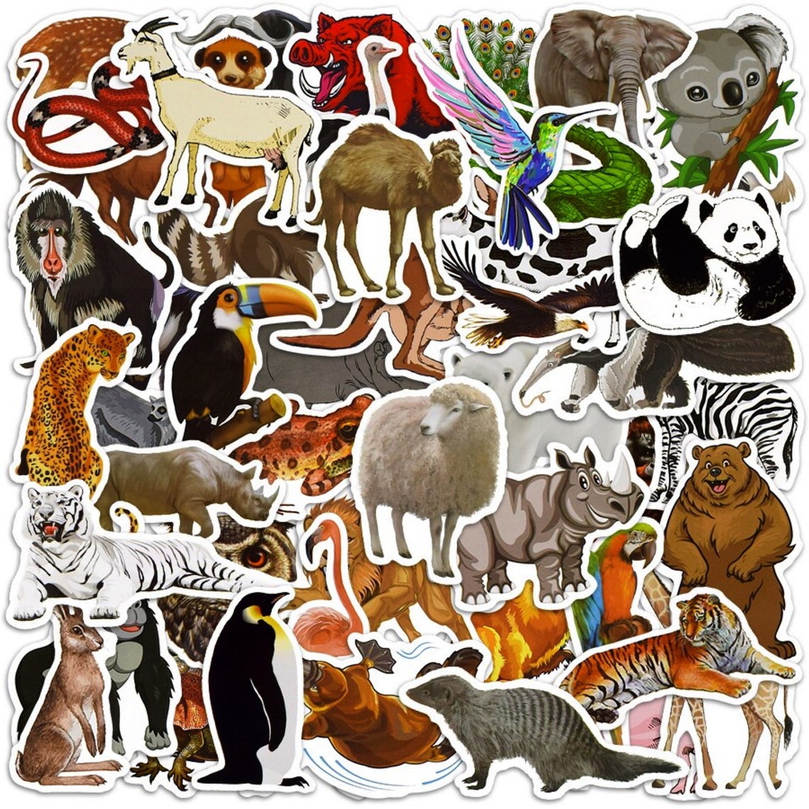 50 PCS Zoo Animal Stickers Kids Toy Stickers Pack Waterproof Etsy