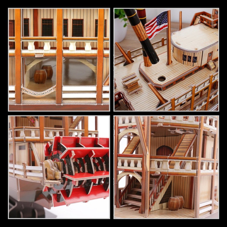 3D Puzzle Ship Models ToysBuilding KitsMississippi Steamboat Etsy