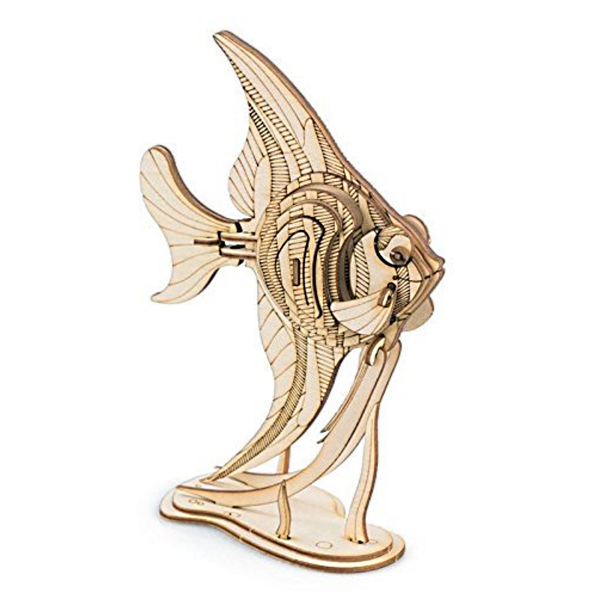 3D Wooden Assembly Puzzle Wood Craft Kit Angel Fish Model Etsy