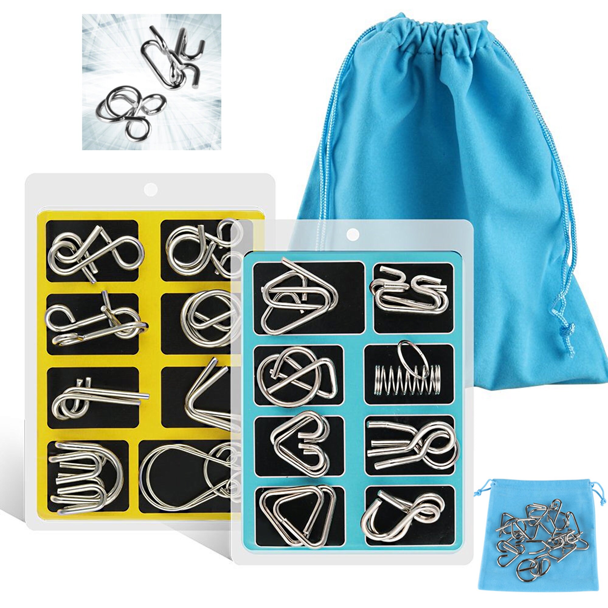 Metal Puzzle Set Interlock Game Brain Teaser Toys Etsy