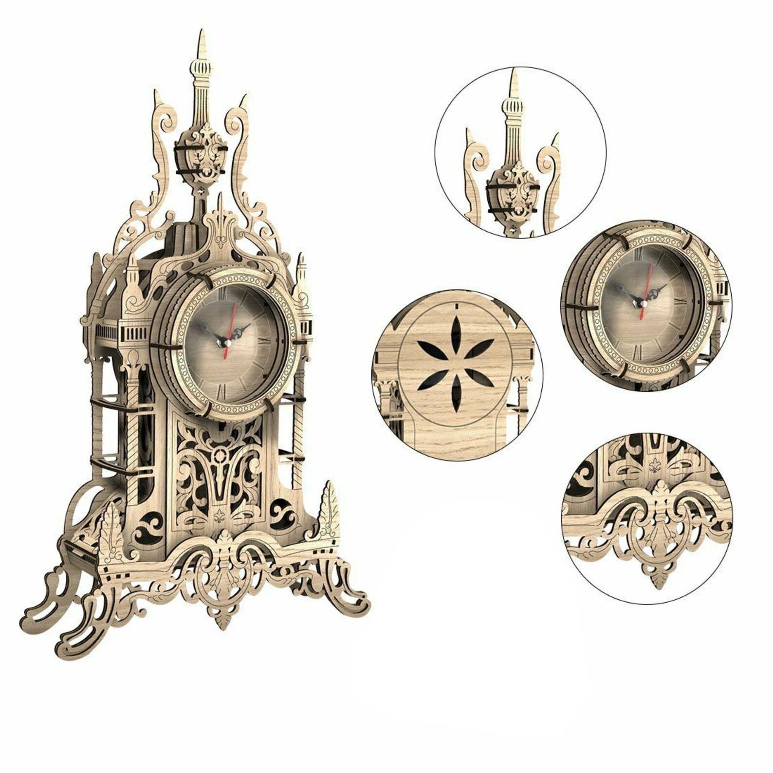 3D Wooden Puzzle Wooden Clock Building Kit Home Decor Etsy