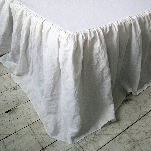 Linen Ruffle Bed Skirt. Dust bed skirt. Line coverlet. 100% linen. natural. Eco. All colors. All size.