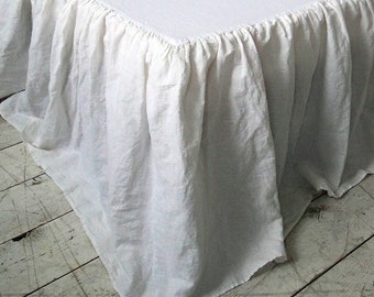 Linen Ruffle Bed Skirt. Dust bed skirt. Line coverlet. 100% linen. natural. Eco. All colors. All size.