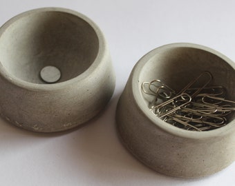 Grey Concrete magnetic paper clip holder / Cement paper clip holder / Modern Rustic Paper clip holder