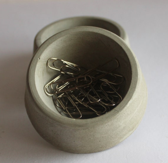 Grey Concrete Magnetic Paper Clip Holder / Cement Paper Clip Holder /  Modern Rustic Paper Clip Holder -  Israel