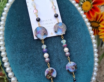Space Eyeglass Chain | Galaxy Resin Beaded Glasses Chain | Hand Painted | Gothic Purple Eyeglasses Chain | Gifts for Her