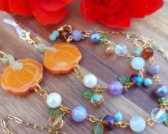 Pumpkin glasses chain - Halloween glasses chain jewelry