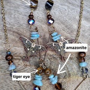 Luna Moth Glasses Chain | Labradorite & Glass Pearl | Lightweight Eyeglass Chain | Gifts for her | Gold and Silver image 5