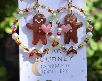 Lebkuchen Weihnachtsohrringe - Weihnachten Xmas Party Hoop Ohrstecker