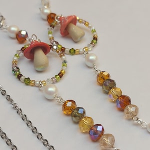 Fairy Ring Mushroom Toadstool Glasses Chain | Cottagecore | Fairycore | Fantasy | Whimsigoth | Sunglasses Chain | Goblincore