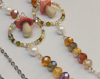 Fairy Ring Mushroom Toadstool Glasses Chain | Cottagecore | Fairycore | Fantasy | Whimsigoth | Sunglasses Chain | Goblincore