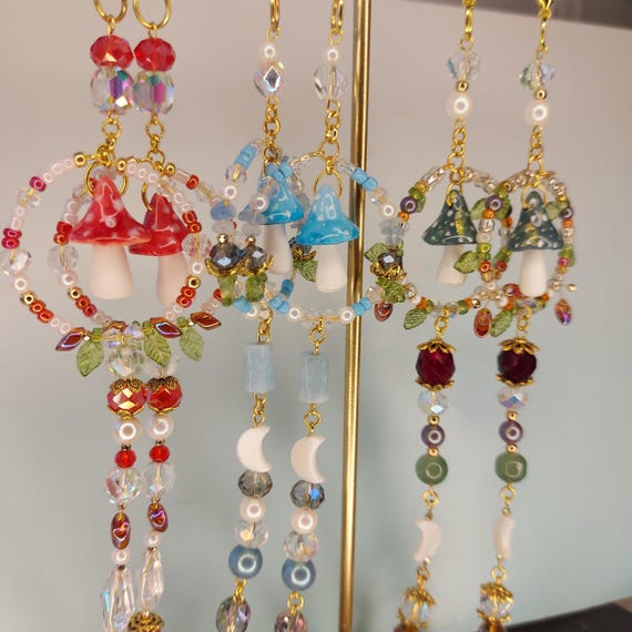 Clay Mushroom Glasses Chain - Handmade Cute Toadstool Eyeglass Chain