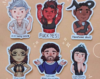 Baldur's Gate 3 Companion Stickers - Asatrion, Karlach, Lae'zel, Gale, Shadowheart, Wyll (BG3, Dungeons and Dragons, DnD, D&D)