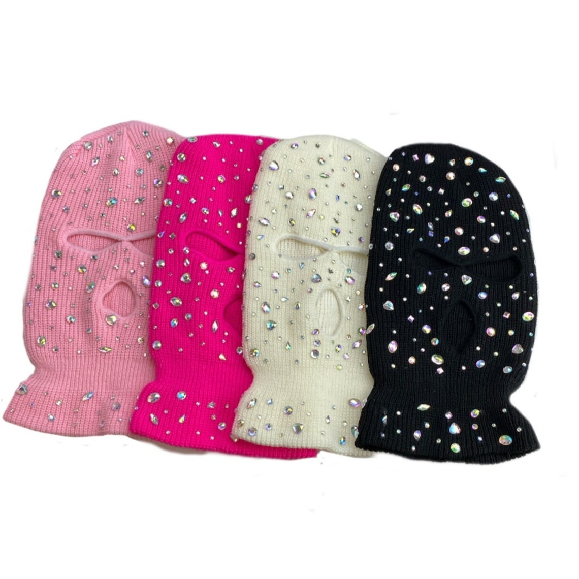 White Rhinestone Ski Mask Adult Unisex One Size EDM Beanie Etsy