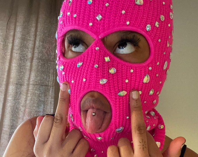 Hot Pink Rhinestone Ski Masks Adult Unisex Baddie Ski Mask Etsy