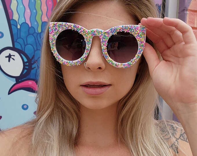 Candy Sprinkles Sunglasses, Pastel Candy Glasses, Confetti Sunglasses