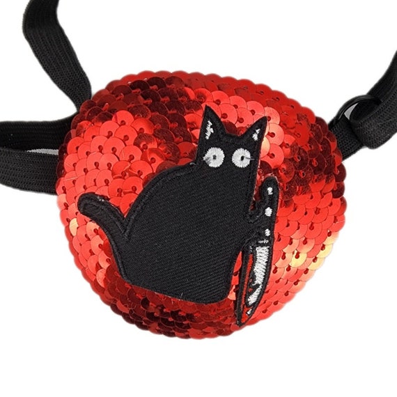 Cat Eye Patch Goth Eye Patch Cat Lady Eye Patch Red Sequin Etsy