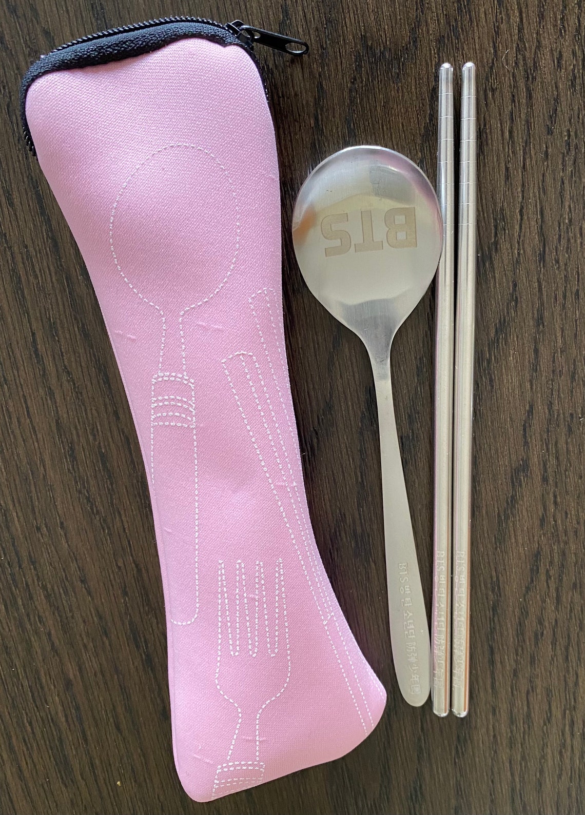 Kpop BTS Chopsticks & Spoon Set pink Korean Style Etsy